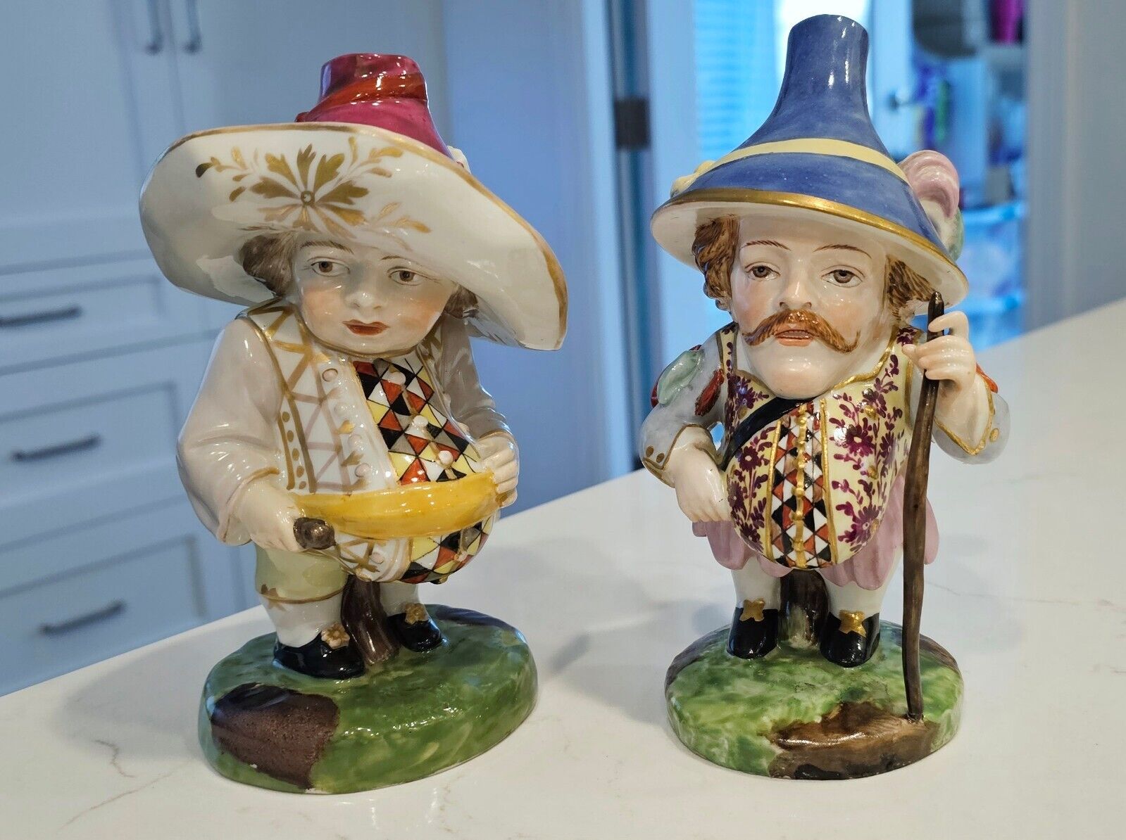 Antique Edme Samson/Derby Mansion House Dwarf Grotesque Porcelain Figurines Pair