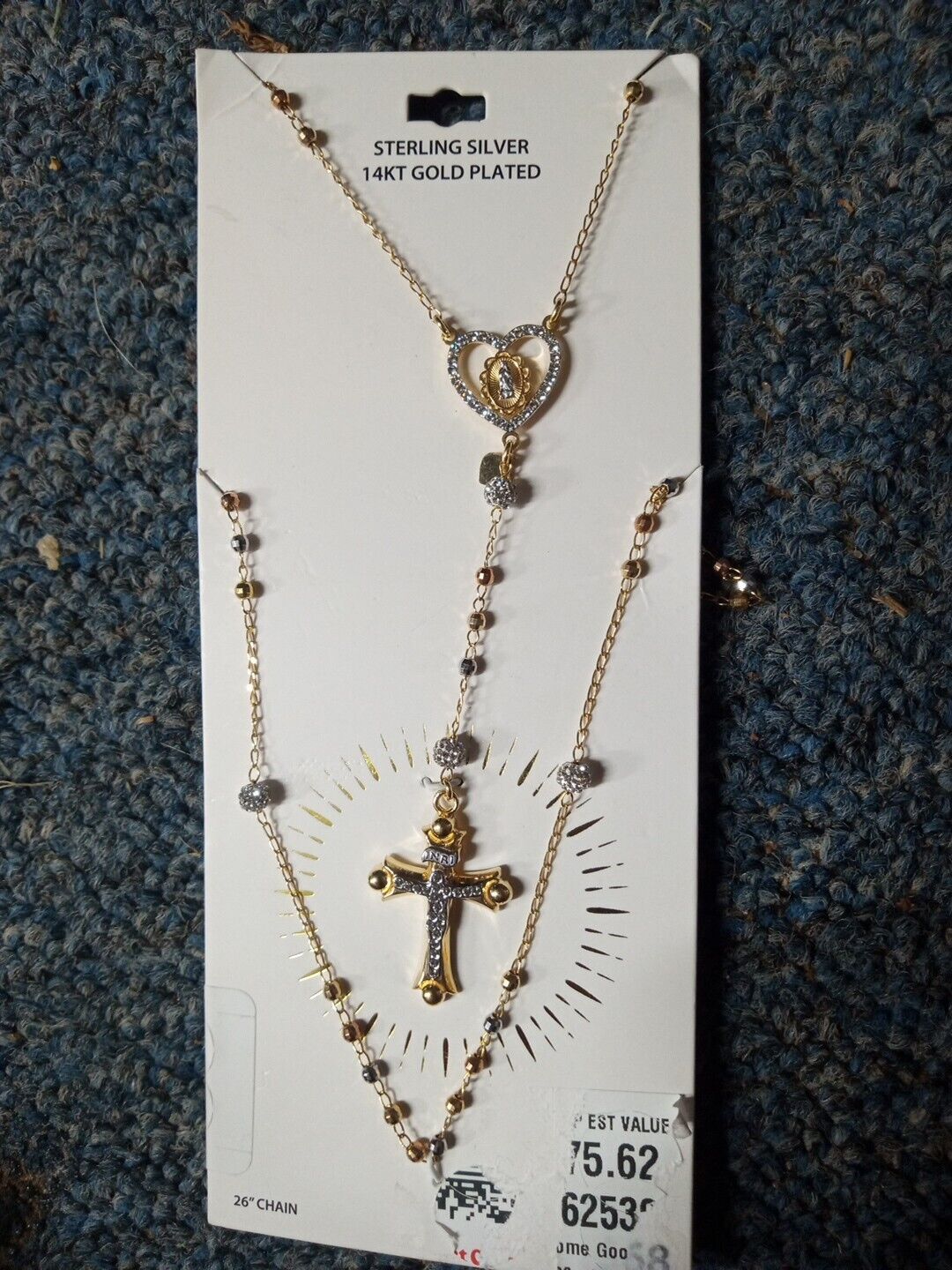 Sterling Silver 14kt Gold Plated Rosary