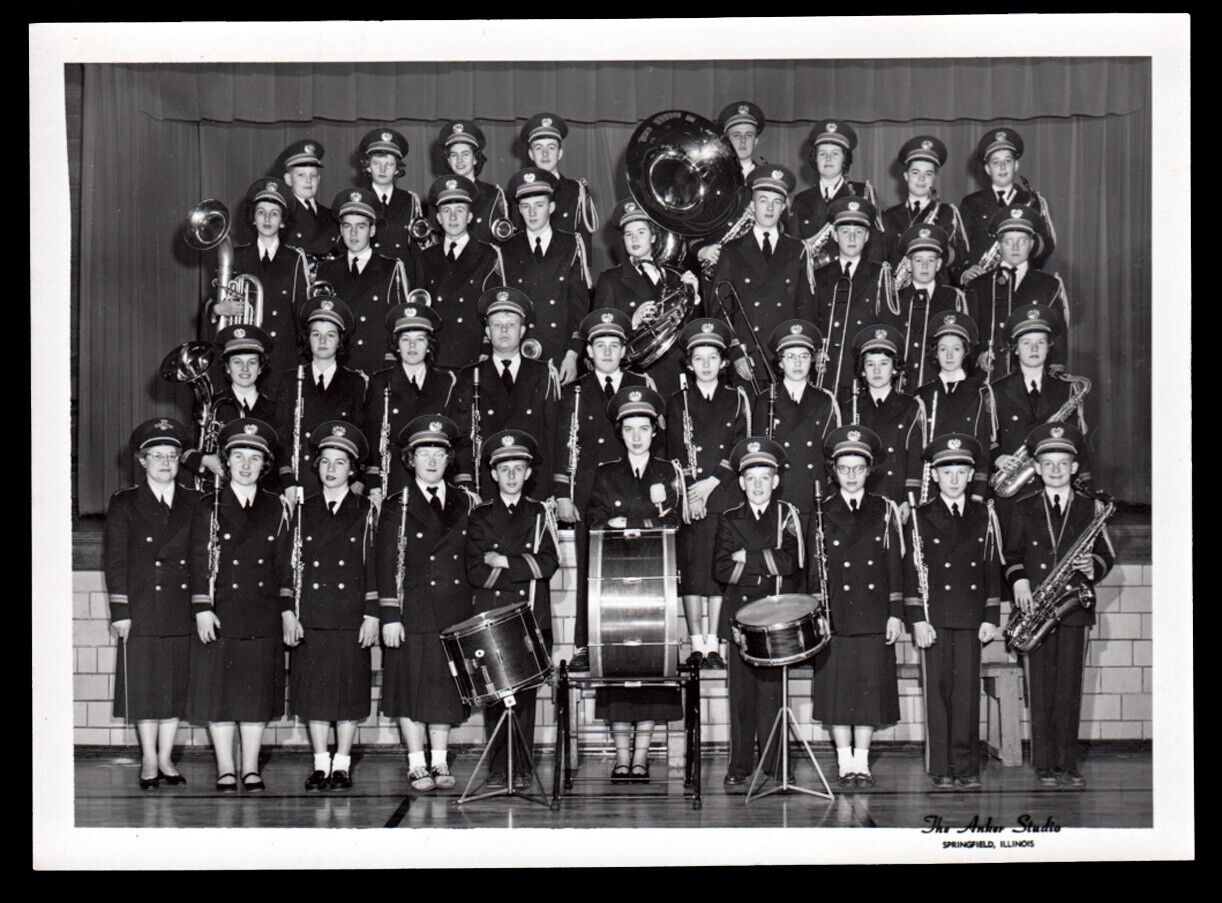 SCHOOL MARCHING BAND ORCHESTRA PROPER UNIFORM BOYS & GIRLS ~ 1949 5x7 PHOTO