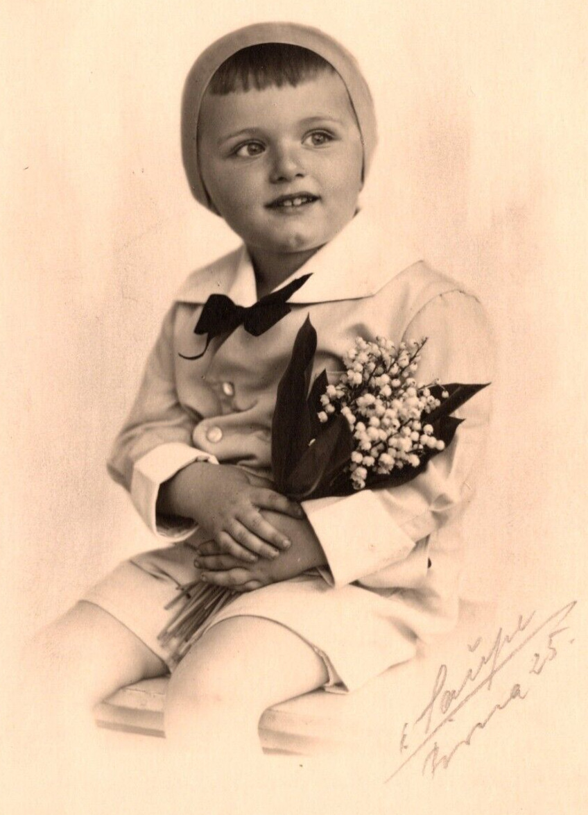 Nicely Dressed Young Child Poses For Portrait Bow Tie VINTAGE Postcard