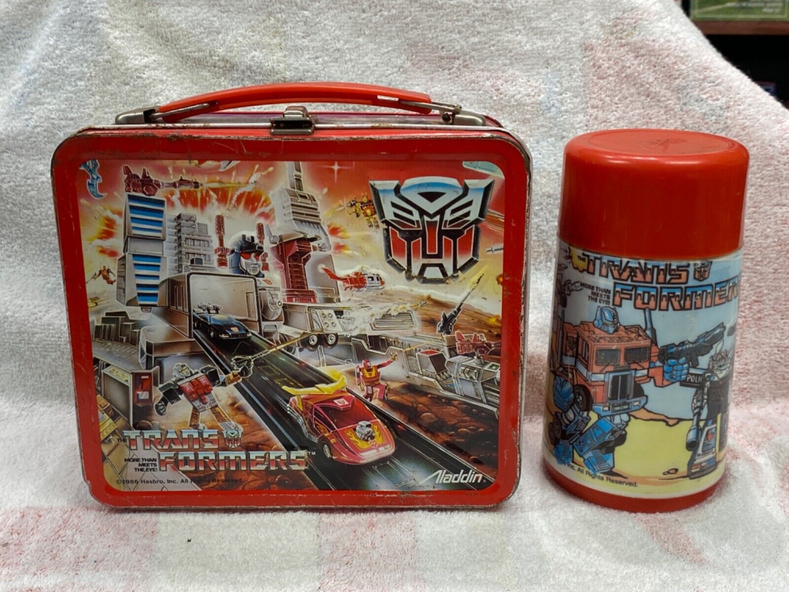 1986 Transformers Lunch Box & Thermos * Vintage * Lunchbox tin kit pail
