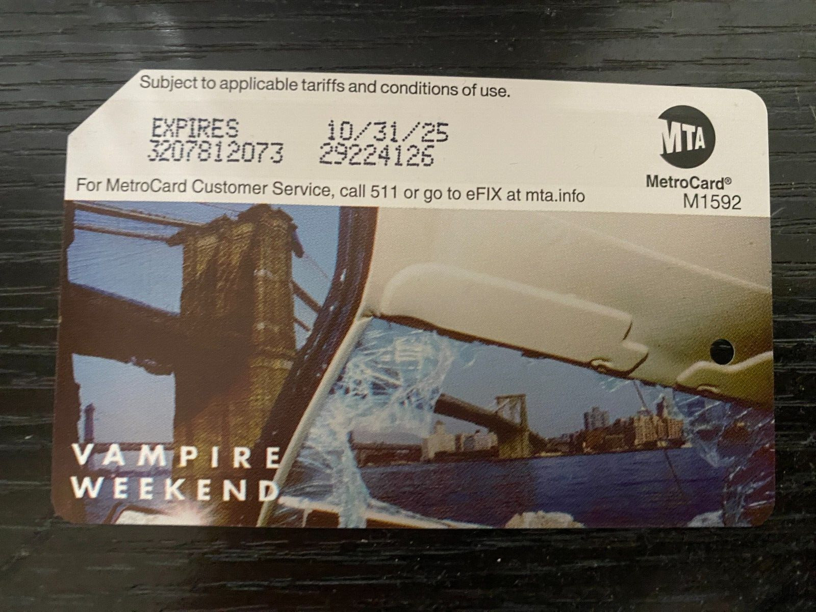 “Expired” Vampire Weekend Metrocard NYC MTA Brooklyn Bridge