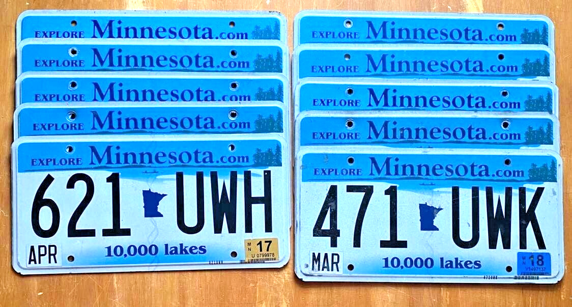 BULK LOT of 10 (EXPIRED) Minnesota 2000's License Plates