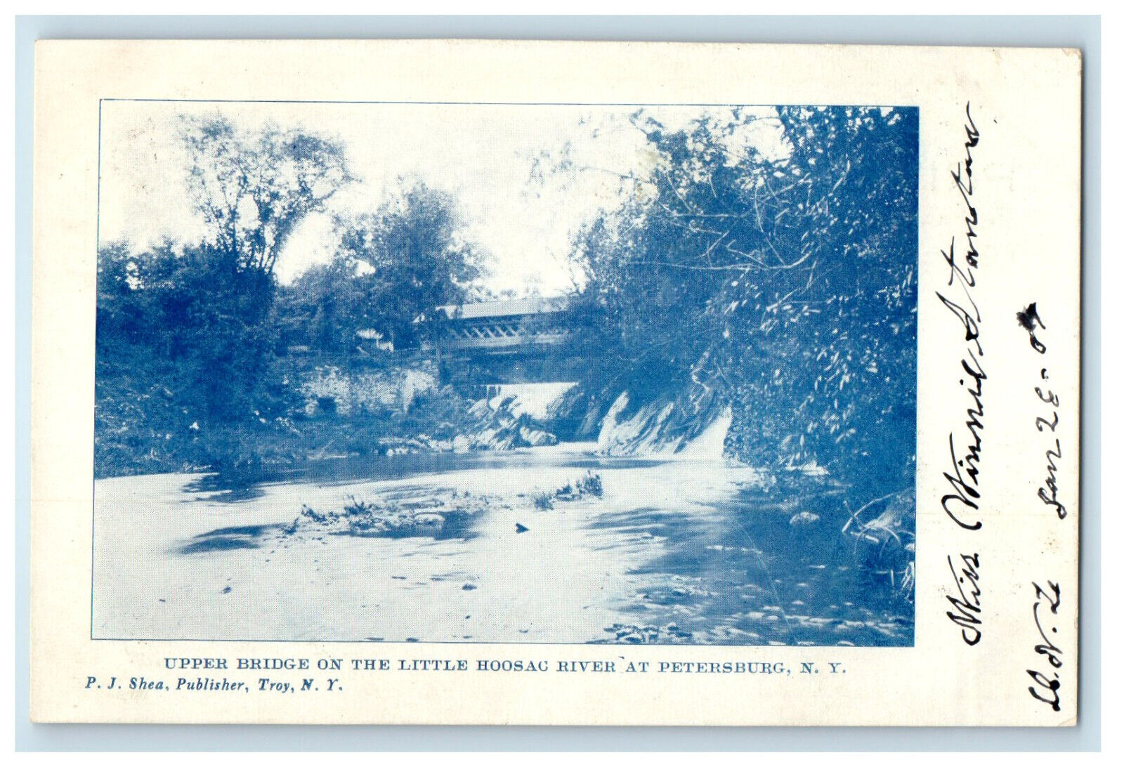 c1900s Upper Bridge On The Little Hoosac River Petersburg NY PMC Postcard