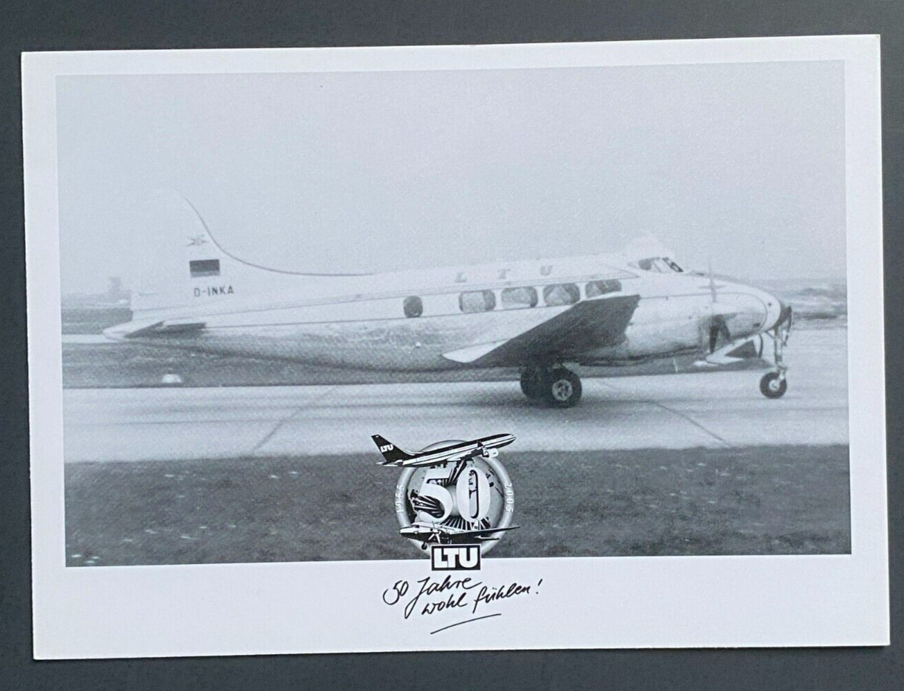 LTU DeHavilland D.H 104 Dove 1 Postcard - Airline Issued - 50th Anniversary