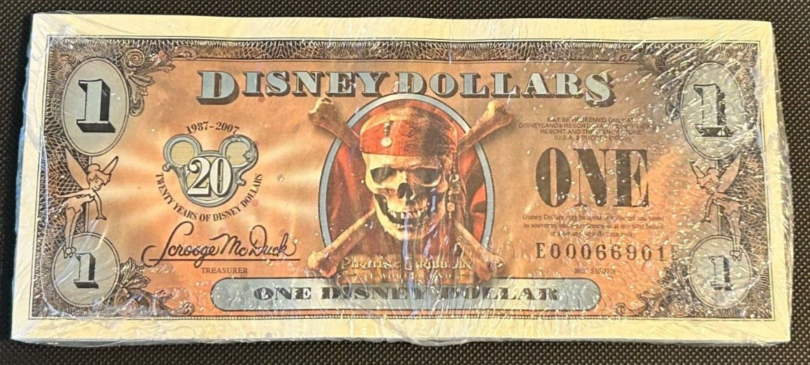 RARE 2007 E Series 25 Consecutive Pirates At Worlds End Sealed Disney Dollars