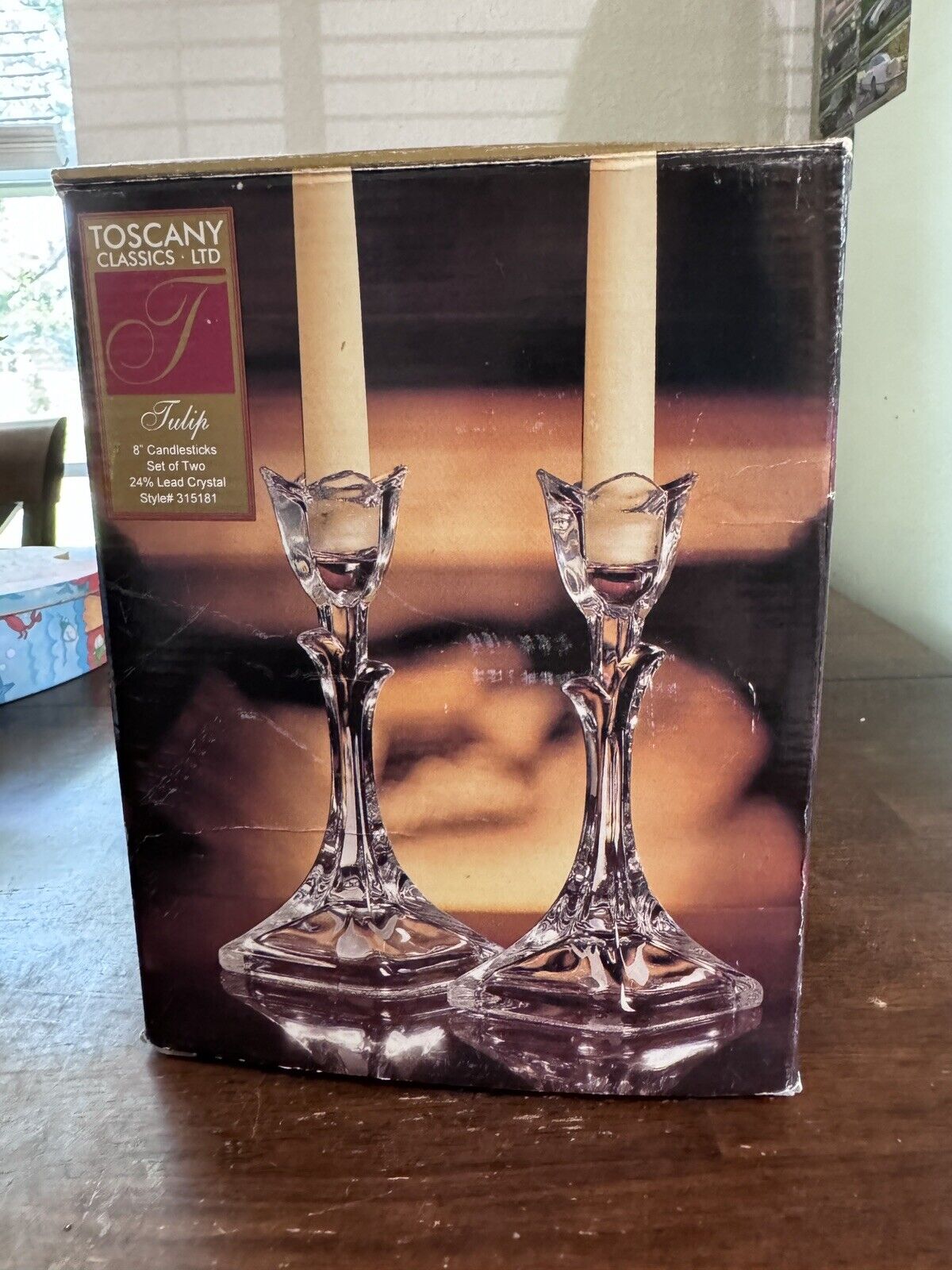 Vintage Toscany Classics LTD Tulips 8” Candle Sticks Set Of Two 24% Chrystal