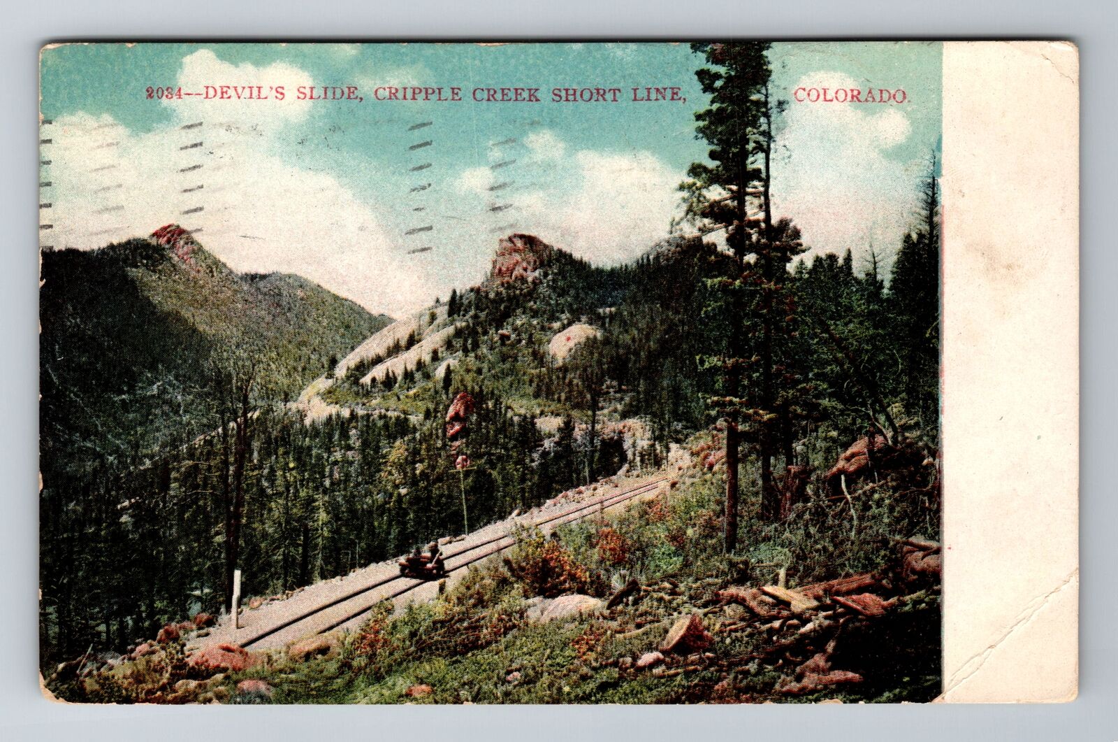 Cripple Creek CO-Colorado, Devil\'s Slide, Antique, Vintage c1908 Postcard