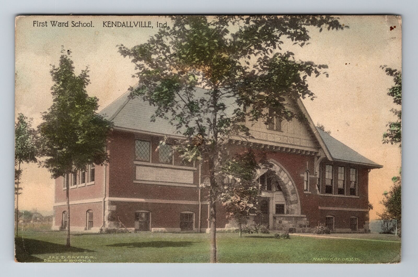 Kendallville IN-Indiana, First Ward School, Antique, Vintage c1917 Postcard