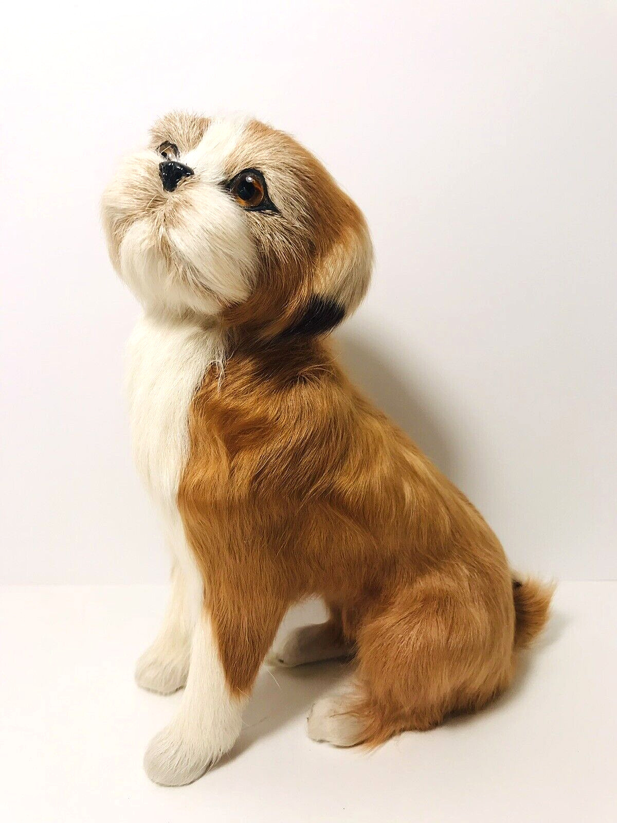 Vintage Real Rabbit Fur Dog Plush Life Like Realistic figurine