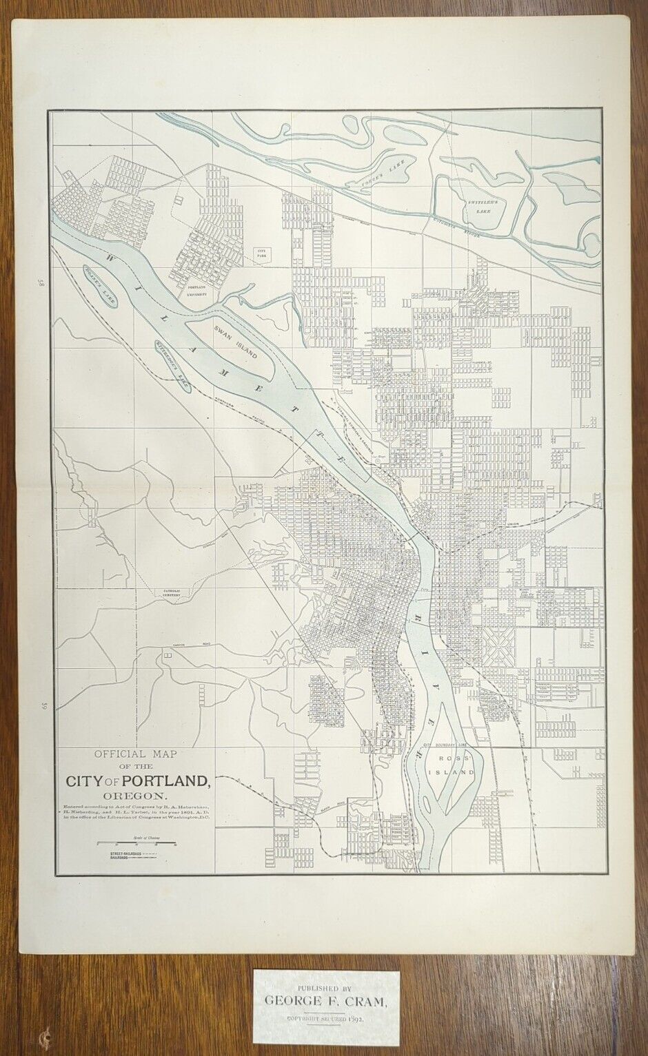 Vintage 1892 PORTLAND OREGON Map 14
