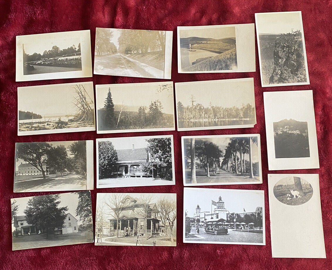 Large Lot Collection of 51 RPPC Photo Postcards of Various Unknown US Landscapes