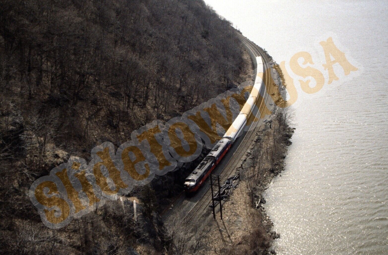 Vtg Train Slide Metro North Engine Hudson River Y1D143