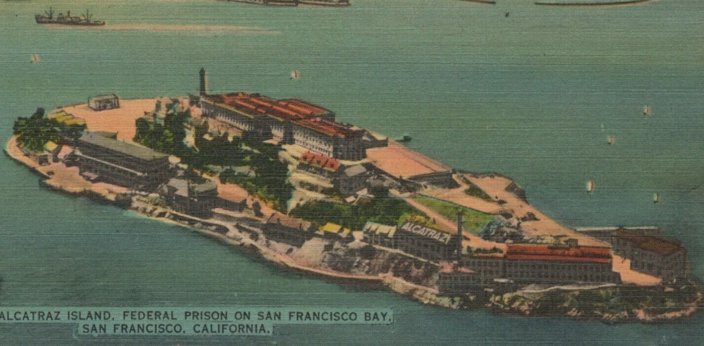 Federal Prison on Alcatraz Island San Francisco CA Linen Vintage Post Card