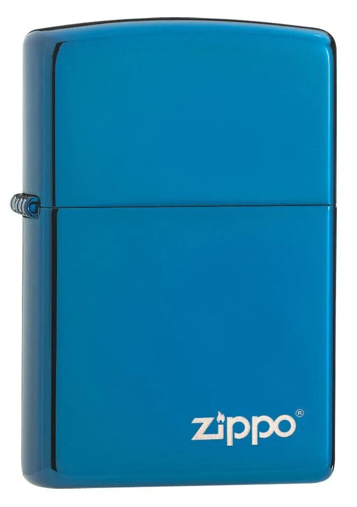 Zippo 20446ZL, High Polish Blue Finish Lighter With Zippo Logo, Full Size