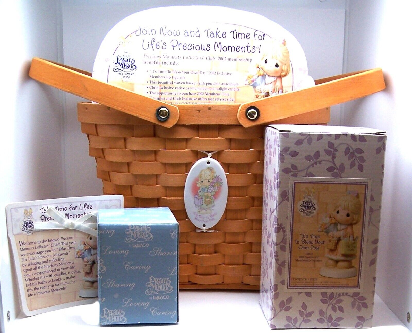 Precious Moments It\'s Time To Bless Your Own Day 2002 Collectors Club Basket New