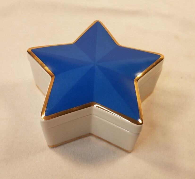 Tiffany & Co Blue Gold Star Shaped Trinket Box Japan Porcelain Bone China
