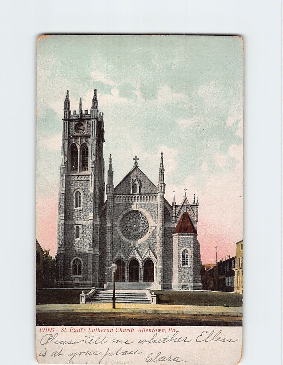 Postcard St. Paul's Lutheran Church Allentown Pennsylvania USA