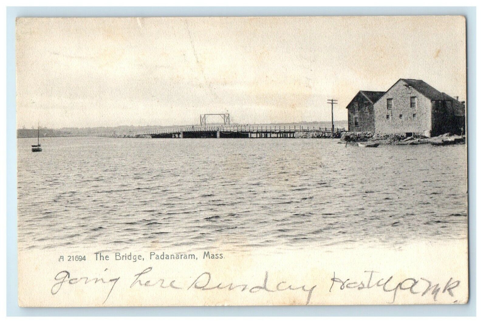 1910 View Of The Bridge Padanaram Massachusetts MA Antique Rotograph Postcard