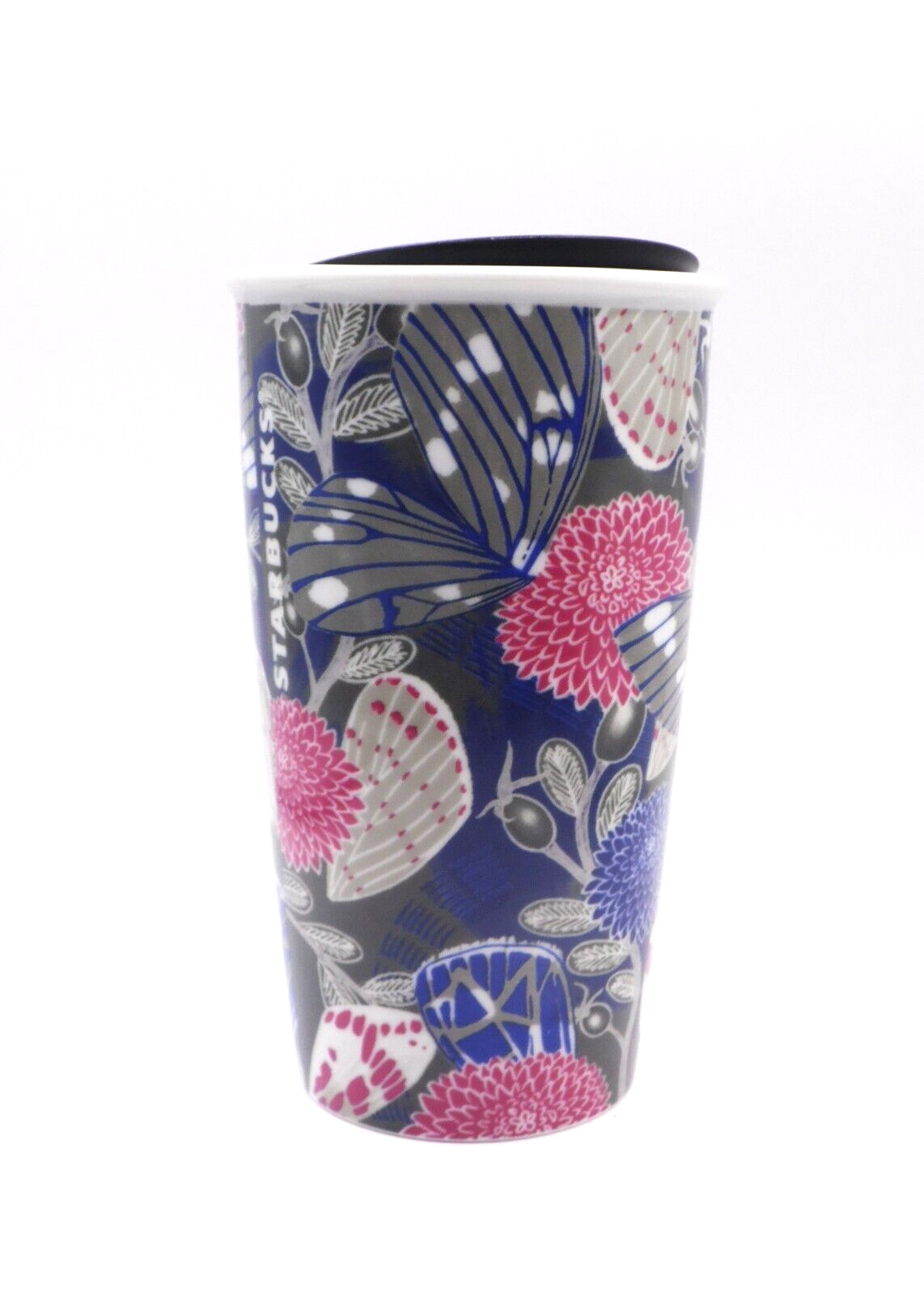 Starbucks 2019 Fall Flora Butterfly Floral Ceramic Travel Tumbler Mug 12oz w Lid