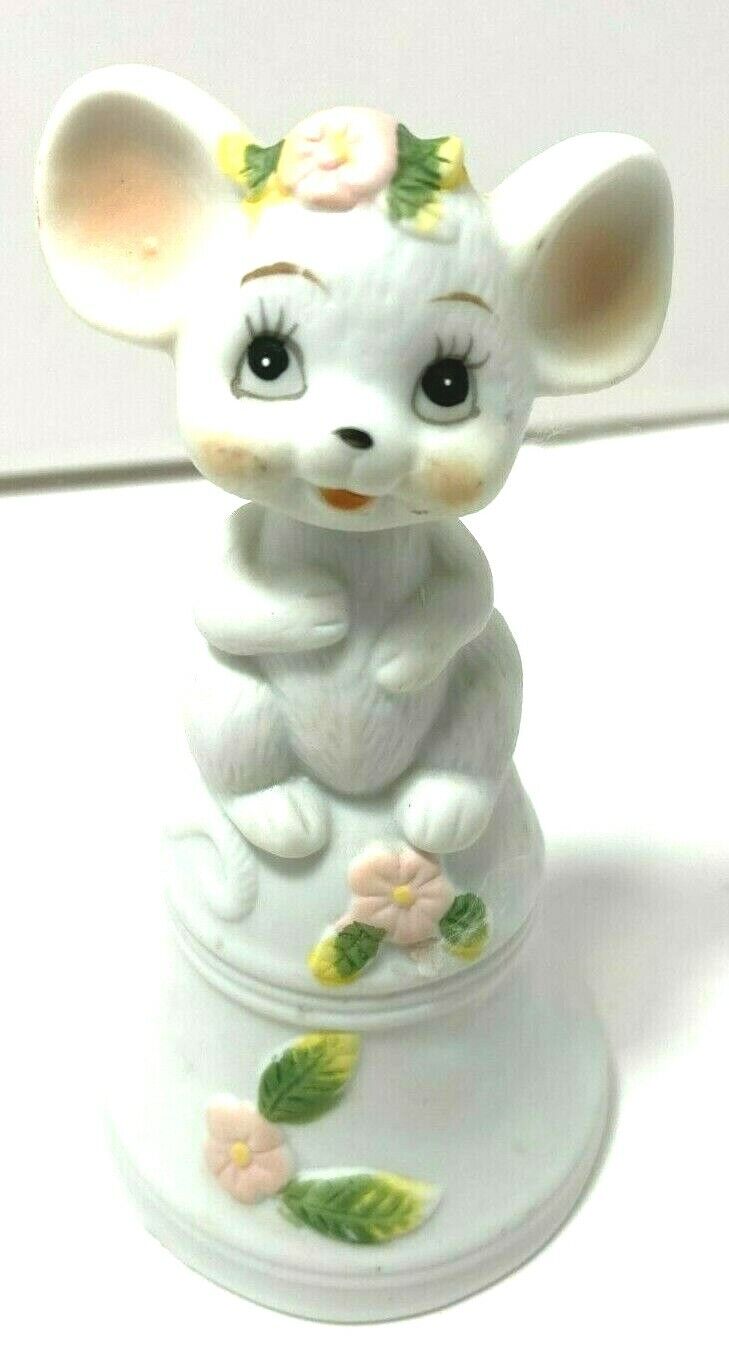 Vintage Homeco Mouse and Floral Bell  4.5\
