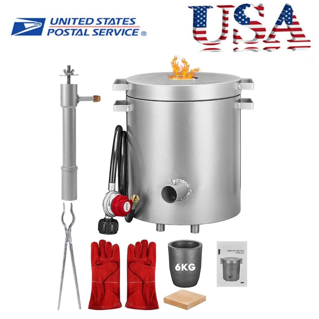 6 KG Large Capacity Propane Furnace Deluxe Kit with Crucible for Melting 2700 °F