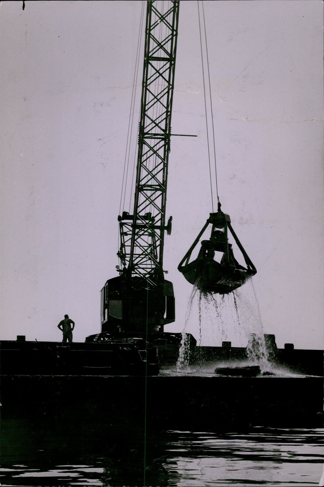 LG877 1957 Original Roy Scully Photo DREDGER WORKING Breakwater Deepen Moorage