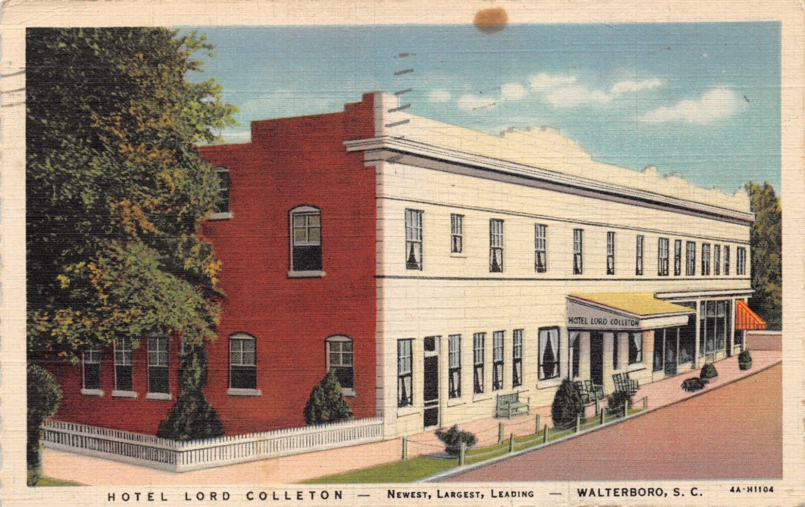 SC~SOUTH CAROLINA~WALTERBORO~HOTEL LORD COLLETON~MAILED 1934