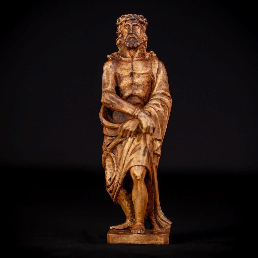 Flagellation of Christ Wooden Sculpture | Antique Pensive Jesus Passion | 7.1\