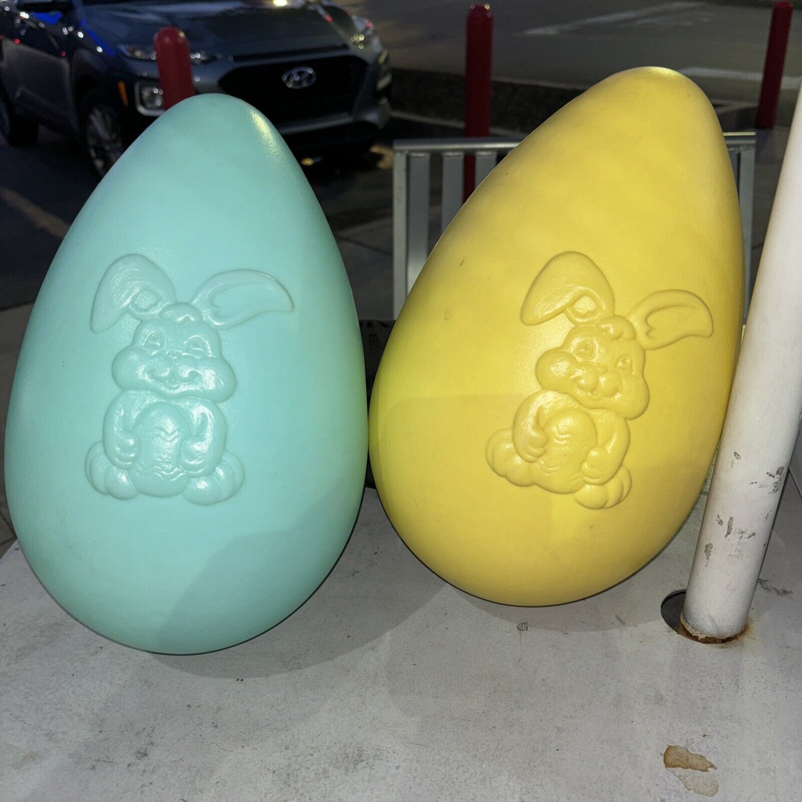 2 Blow Mold Easter Egg Good Condition Plastic 13-1/2\