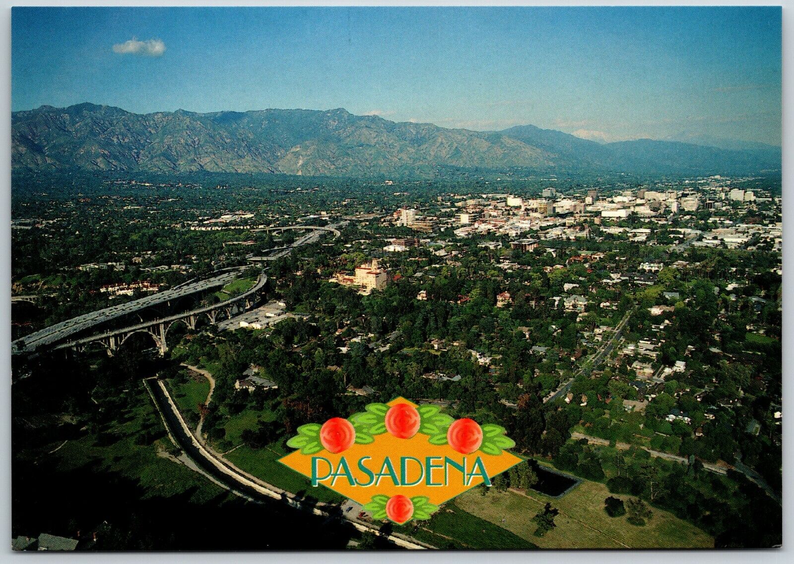 Arial View of Pasadena, CA - Postcard