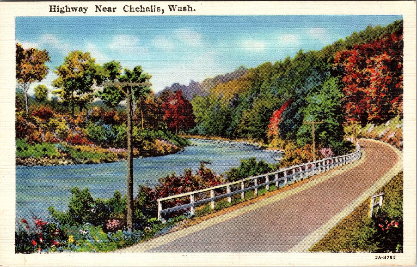 Chehalis WA-Washington, Highway, Scenic View, Vintage Postcard
