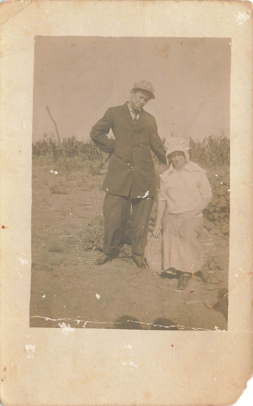 RPPC Man and Woman Outside Postcard