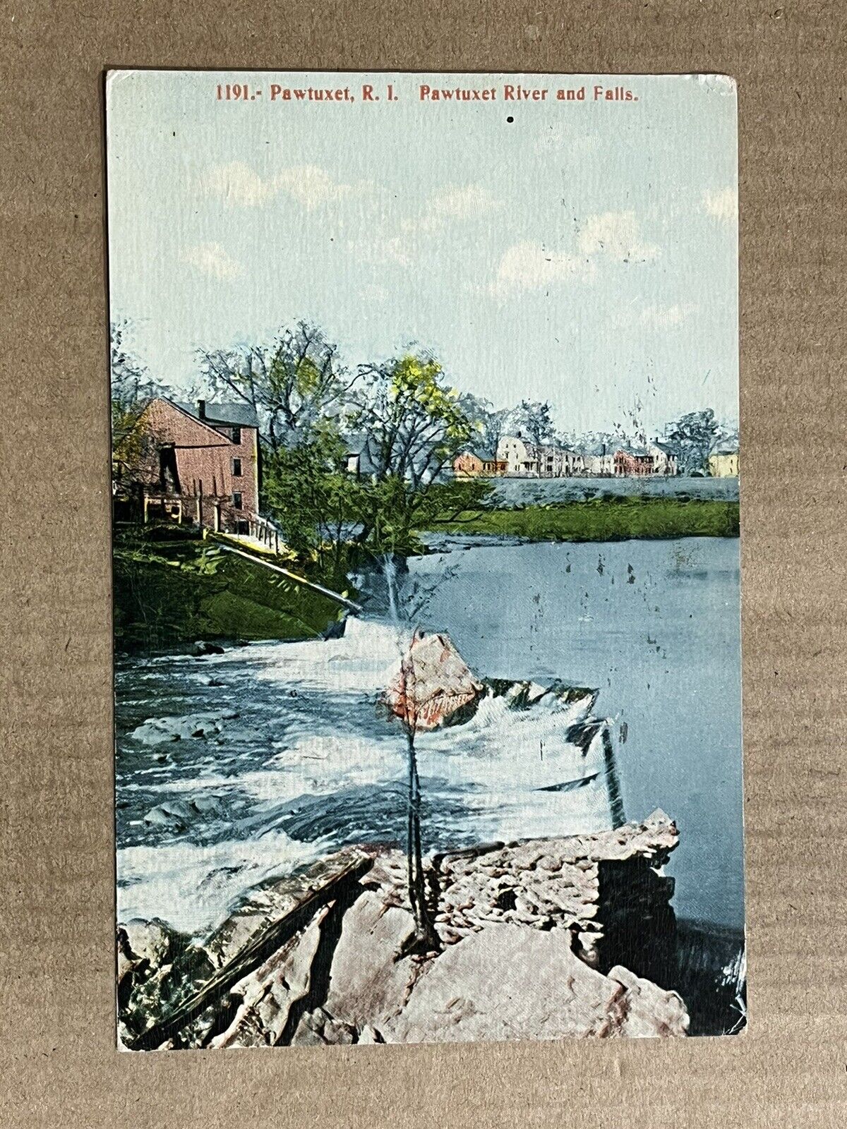 Postcard Falls on Pawtuxet River RI Rhode Island Waterfall Vintage 1911 PC