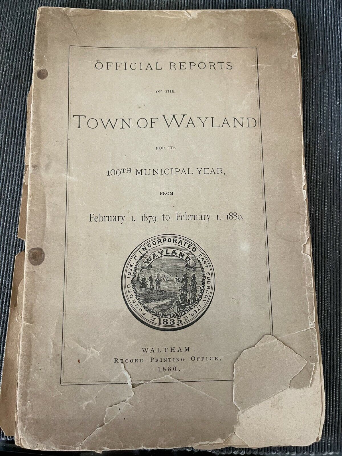 1880 Town of Wayland MA Offical Reports 