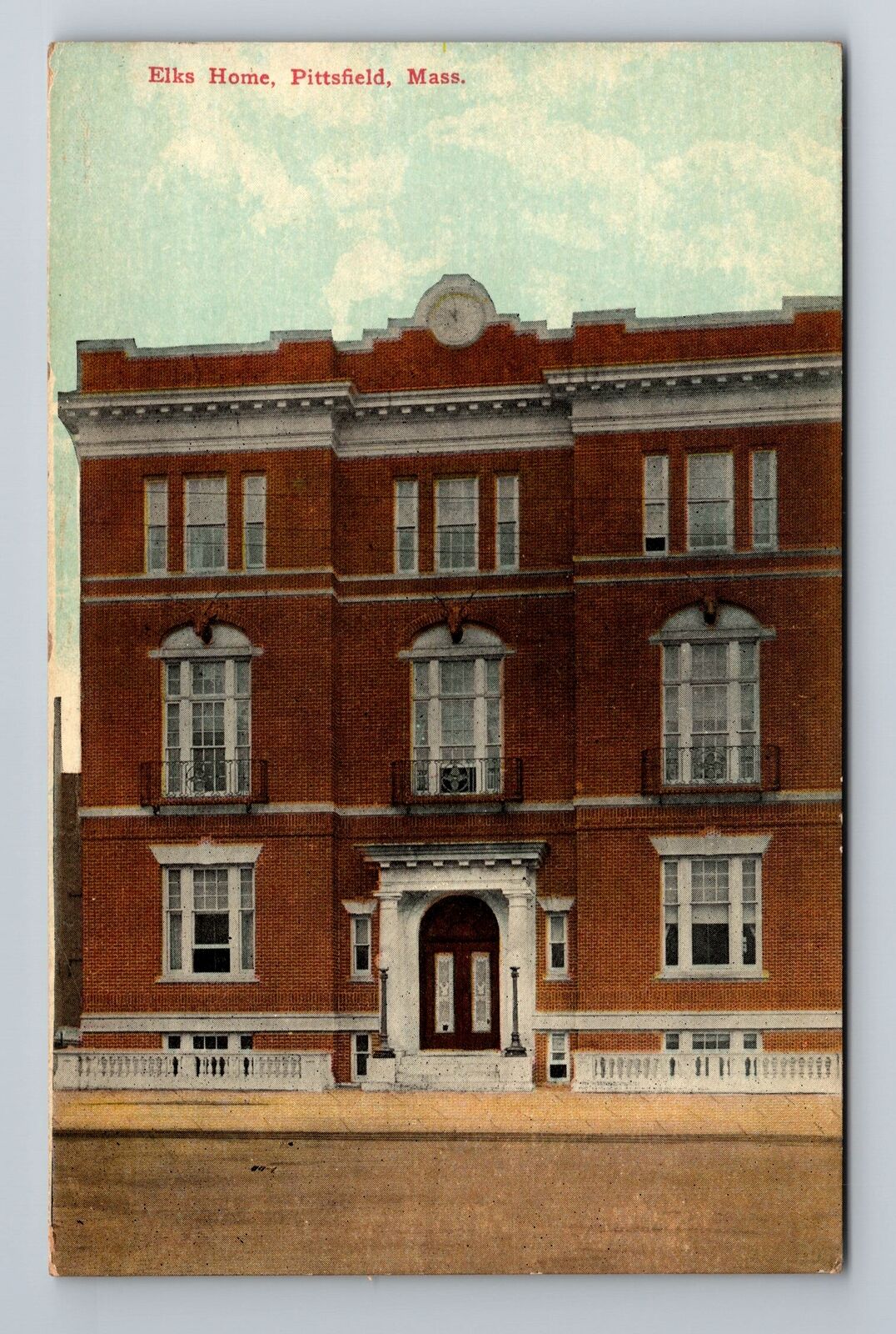 Pittsfield, MA-Massachusetts, Elks Home Antique, Vintage Souvenir Postcard