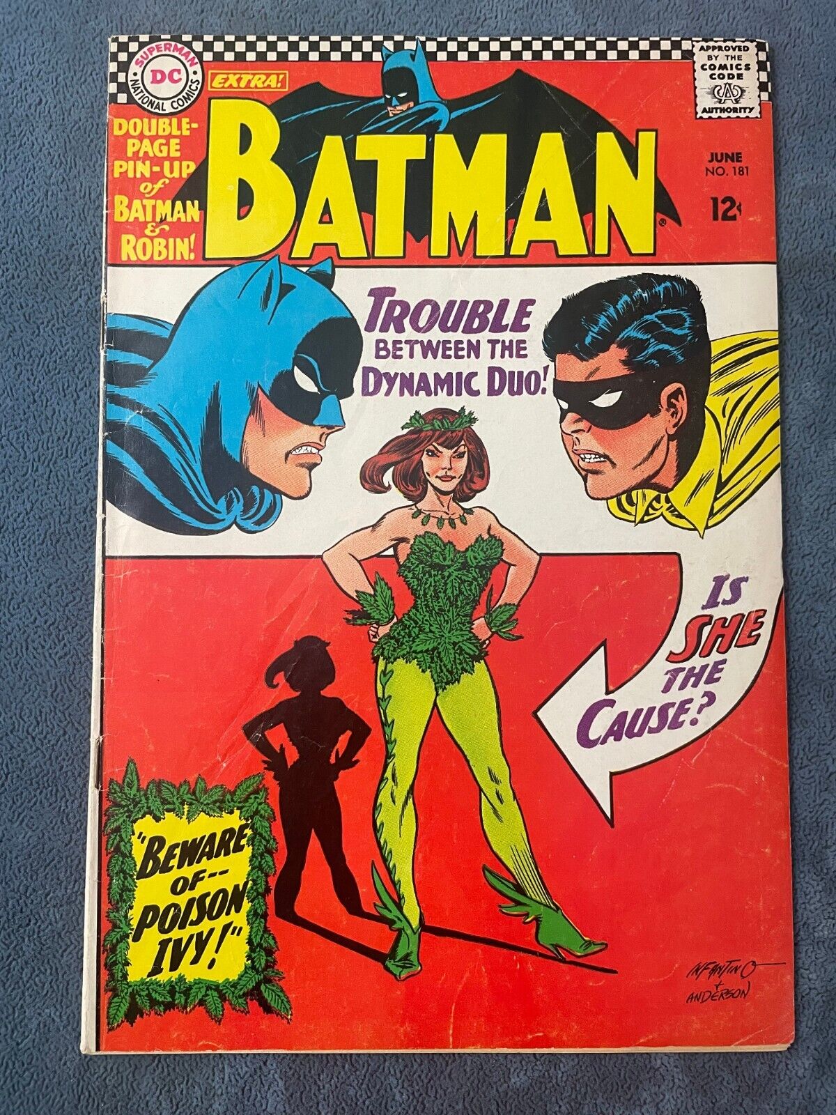 Batman #181 1966 DC Comic Book Key 1st Poison Ivy Missing Centerfold Pin-Up