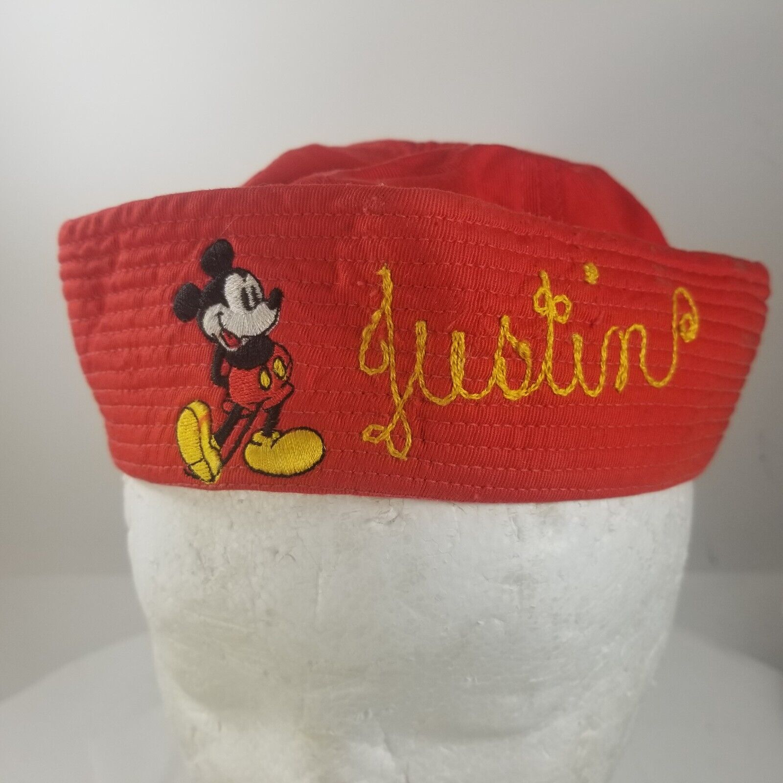 VTG Walt Disney World Disneyland Kids Embroidered Mickey Mouse Sailor Cap Hat