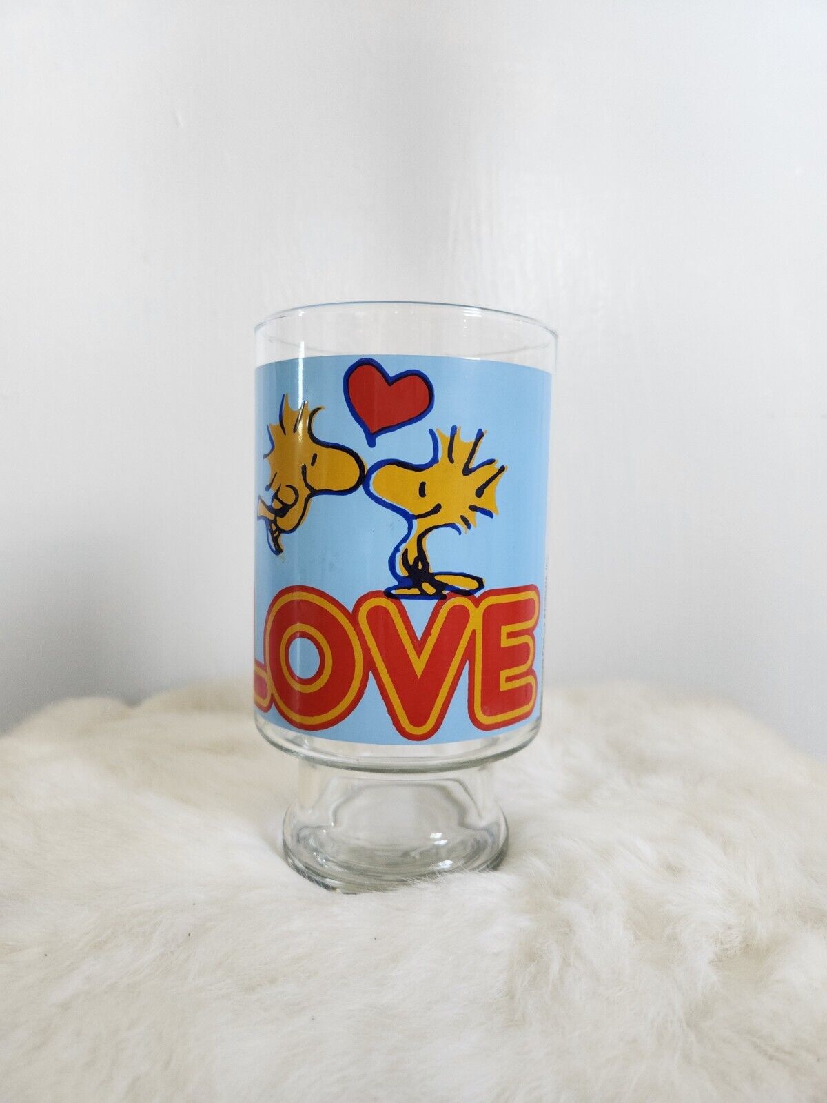 WOODSTOCK LOVE LARGE DRINKING GLASS 1965, PEANUTS, SNOOPY