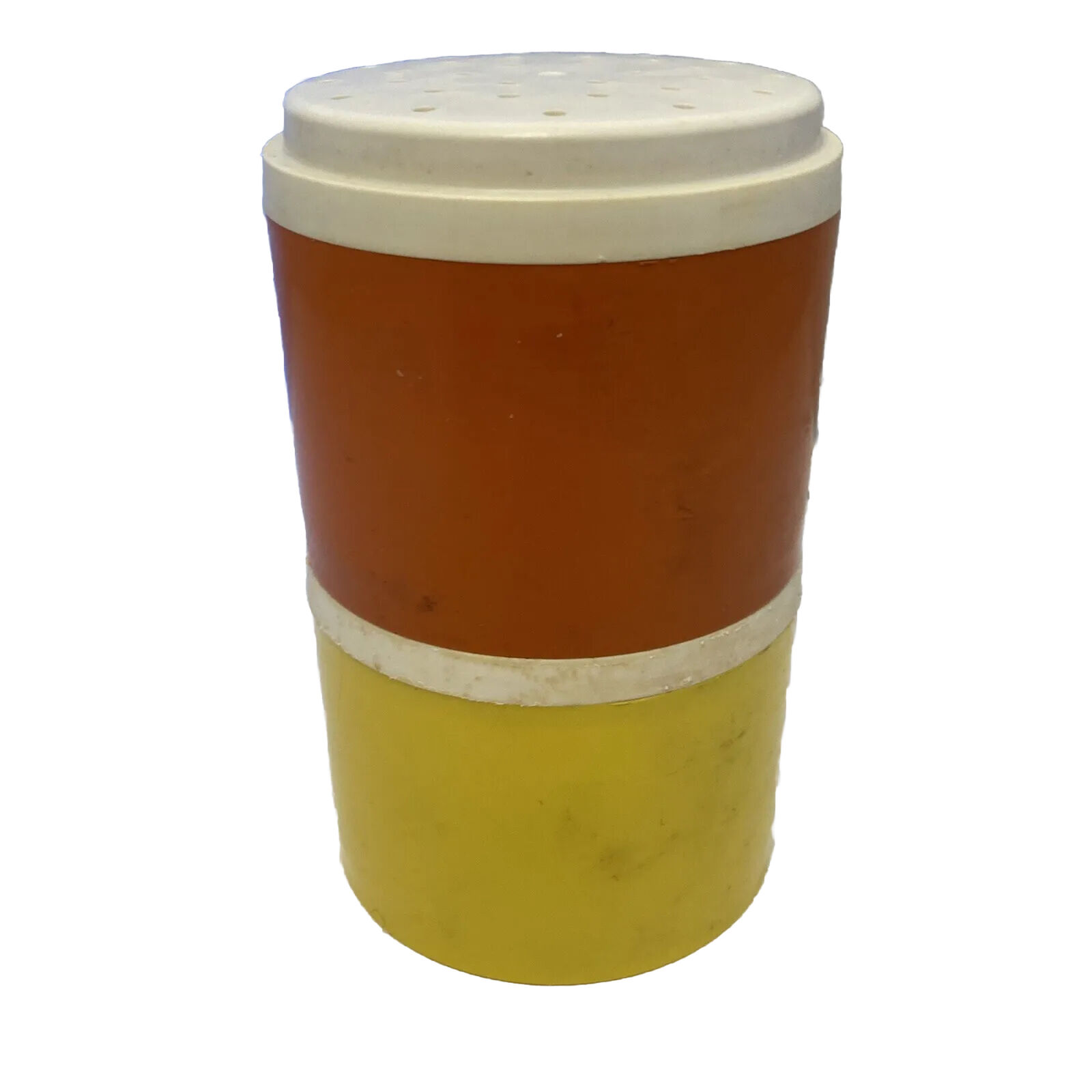 2 Vintage Stackable Tupperware Spice Salt Pepper Shakers Yellow Orange 1308 1309