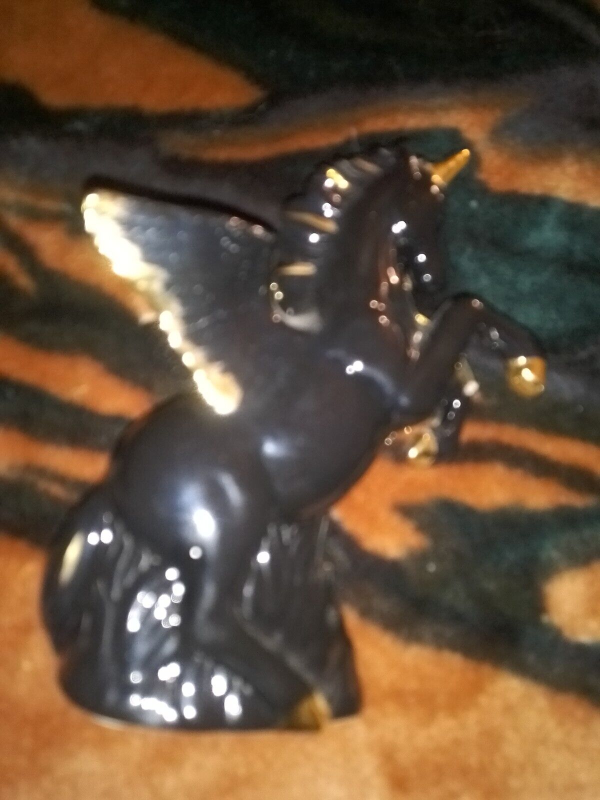 Rare Matte Black Porcelain Unicorn