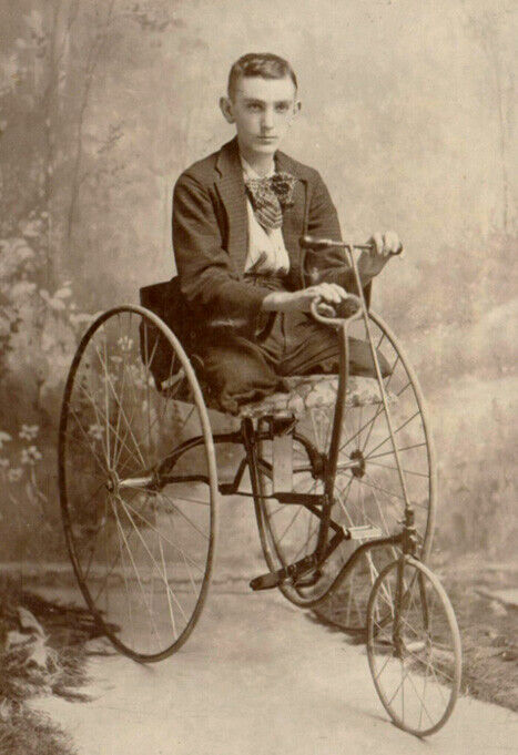 AMAZING HALF-MAN TRICYCLE Rare ANTIQUE FREAK PHOTO 1890s UNIQUE CIRCUS SIDESHOW