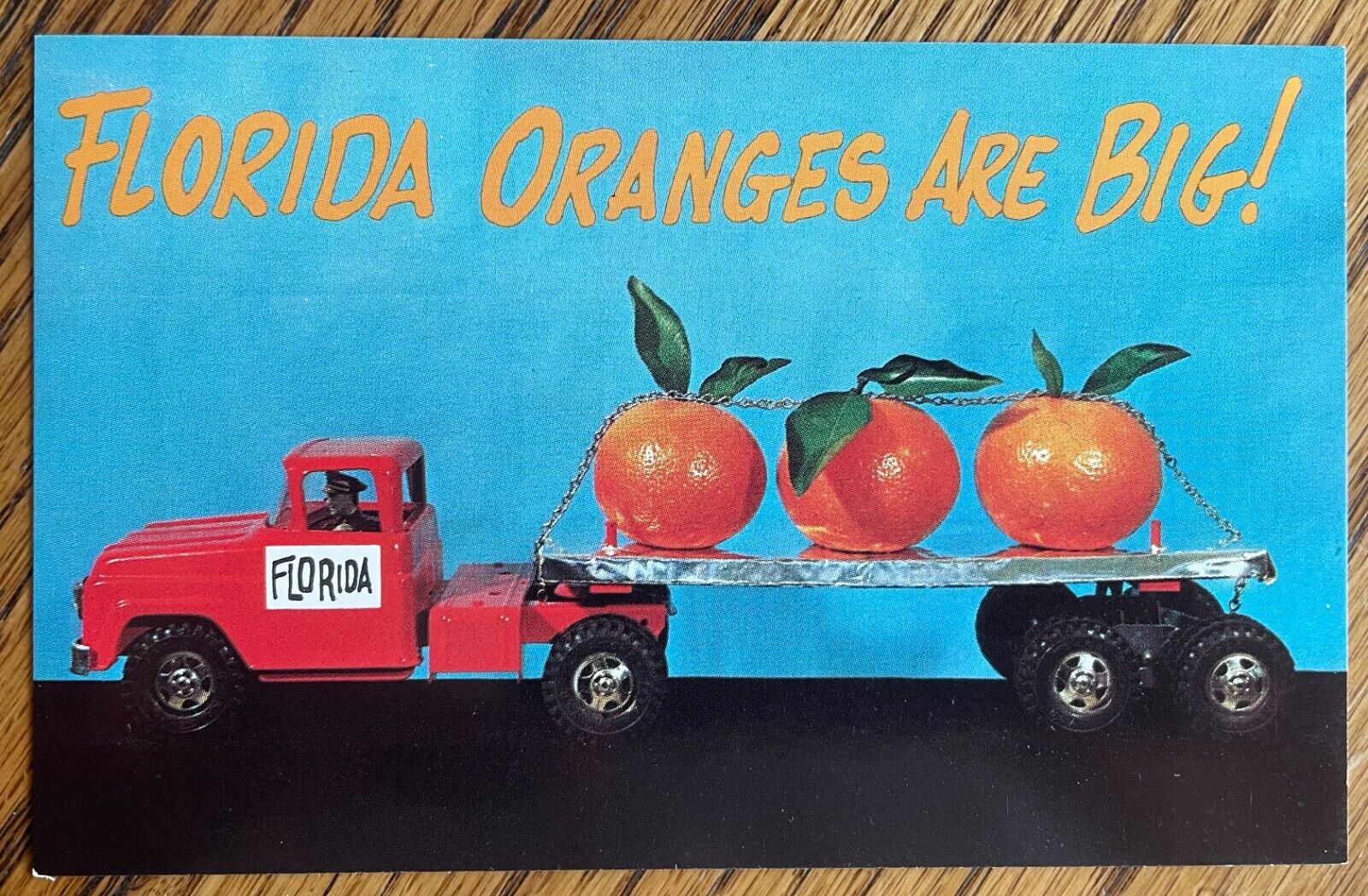 Vintage Florida Oranges postcard, unposted, 5.5x3.5 in, Florida Oranges are Big