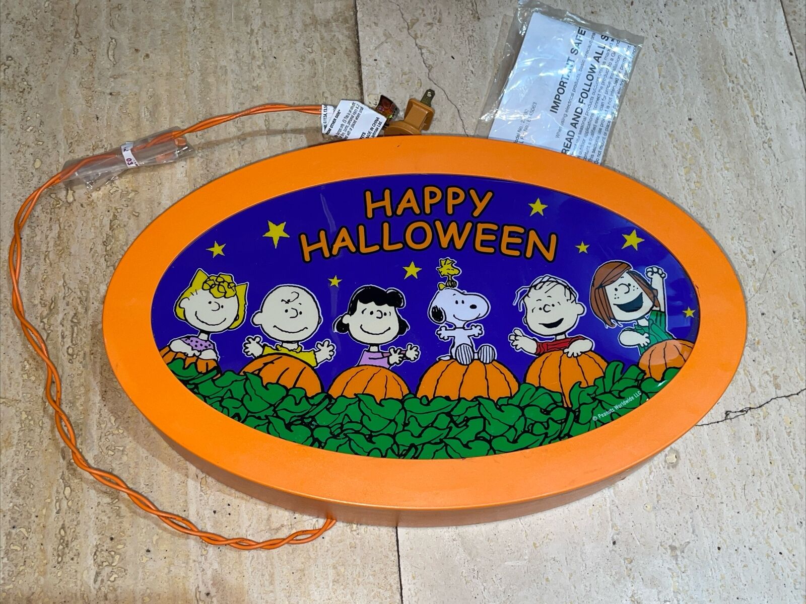 VTG Great Pumpkin Patch Happy Halloween Sign Charles Schultz Peanuts Worldwide