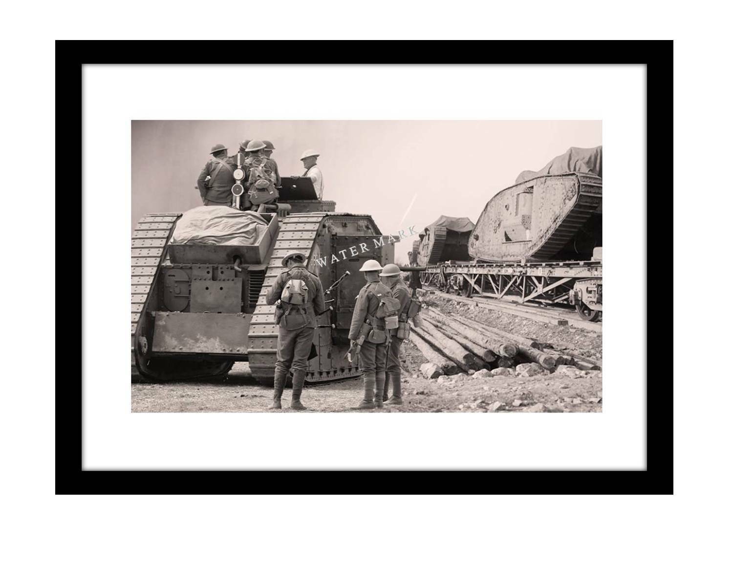 World War I photo 5x7 print military tanks into battle field British army WWI