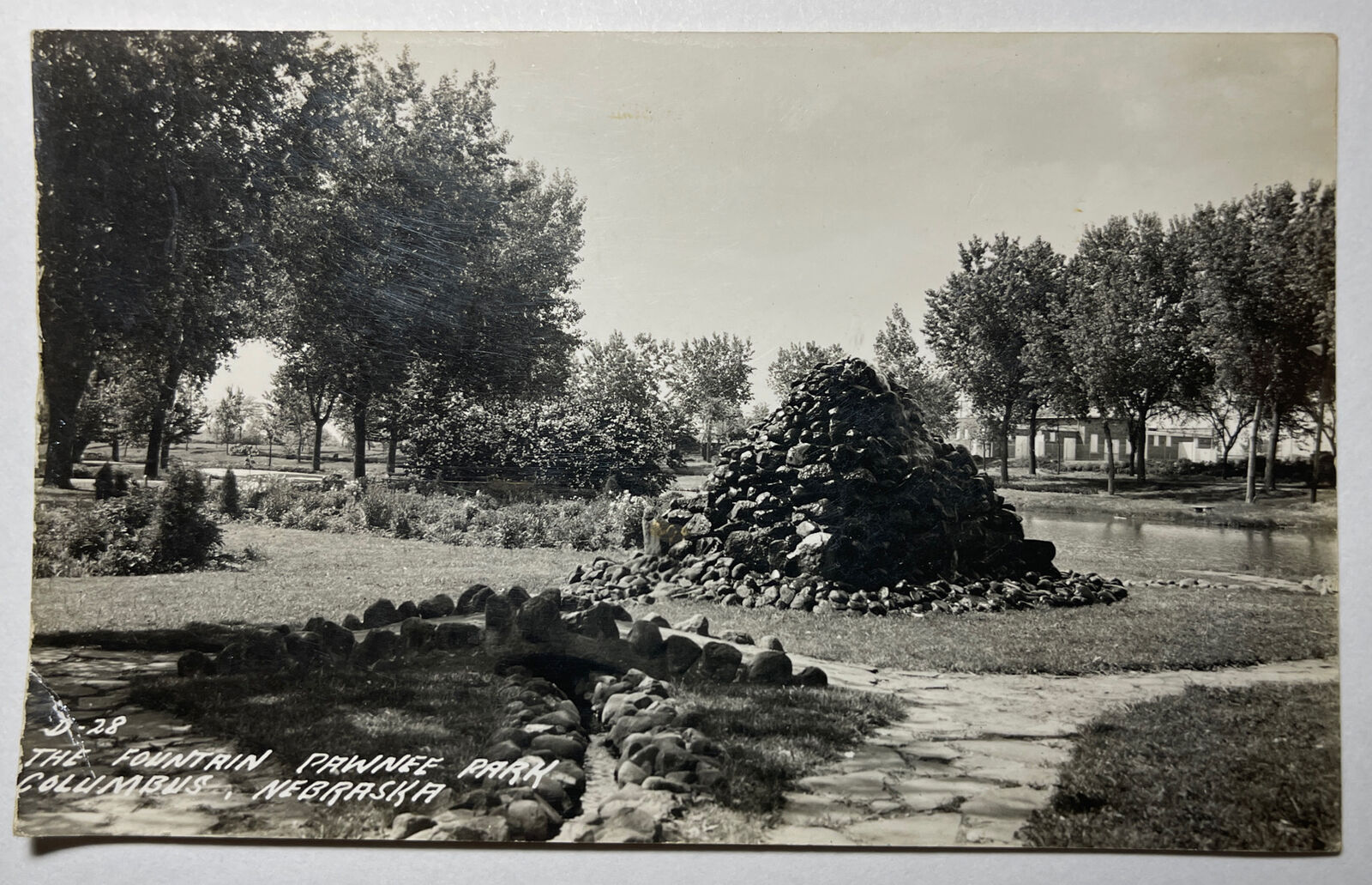 The Fountain Pawnee Park Columbus Nebraska RPPC 1947