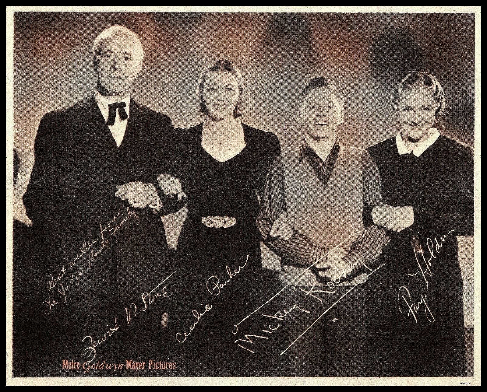 Lewis Stone + Cecilia Parker + Mickey Rooney + Fay Holden ORIGINAL PHOTO M 120
