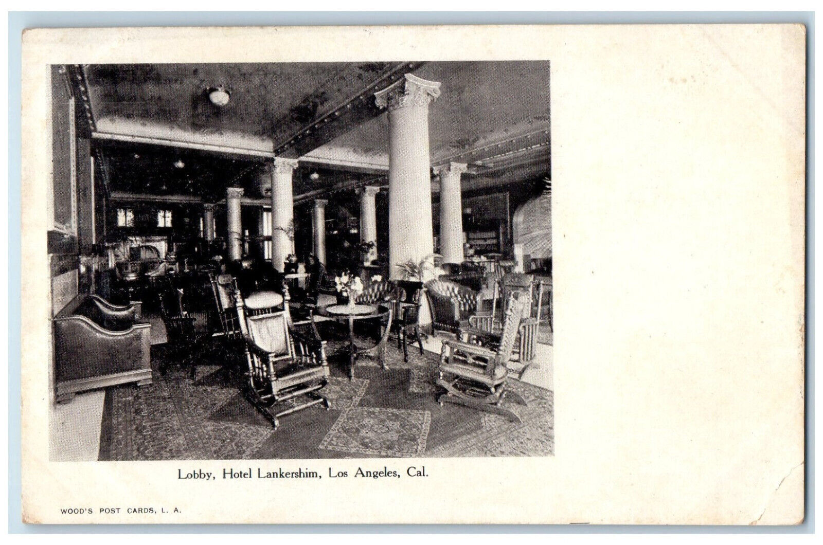c1905 Interior Lobby Hotel Lankershim Los Angeles California CA Postcard