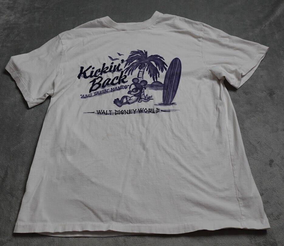 Walt Disney World Mickey Mouse Kickin\' Back Embroidered Shirt Adult Large