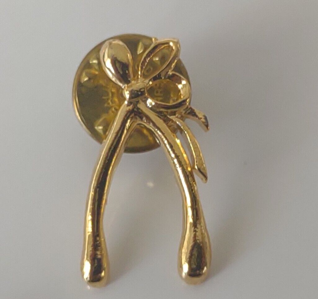 Wishbone Gold Toned Lapel Pin 